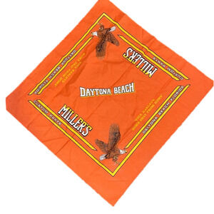 Very RARE Vintage 1989 Miller’s Daytona Beach Handkerchief Scarf 21x21 Harley